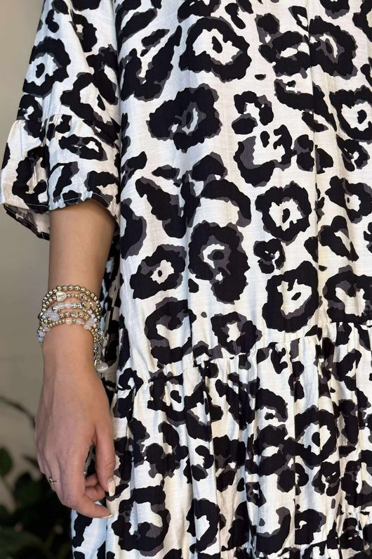 Kenya Tiered Midi Dress Mono